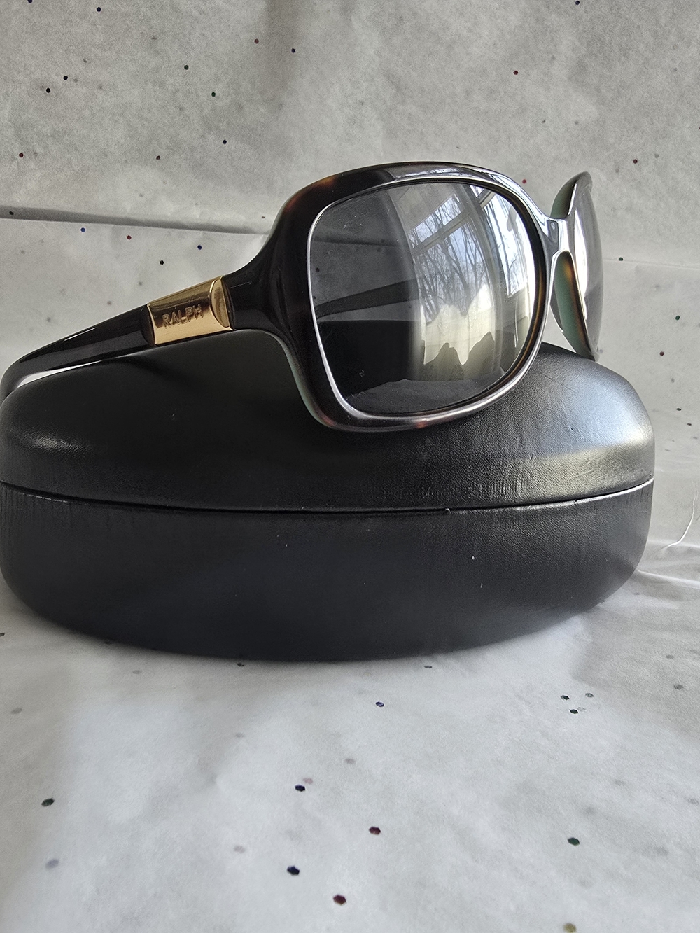 Ralph Lauren Women’s Tortoiseshell Sunglasses with Gold Accent and case RA5130